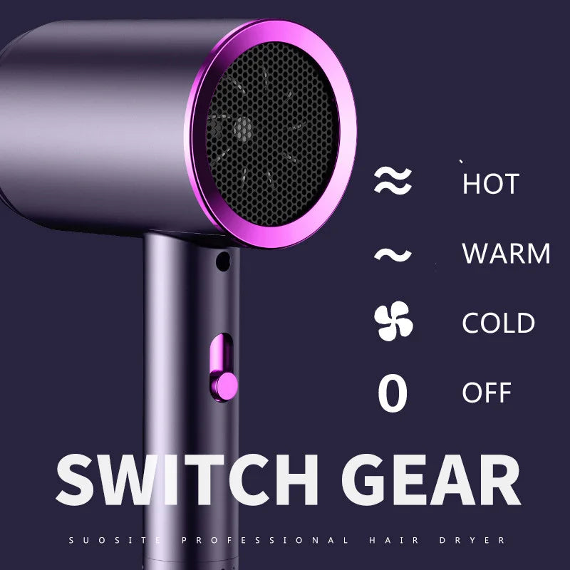 Ultra Silent High-Speed Professional Hair Dryer with Negative Ion Technology - Perfect for Home and Salons!