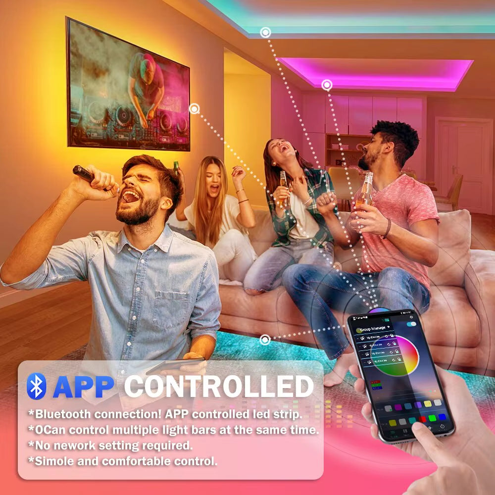 20m Music Sync LED RGB Light with Remote Control - Perfect for Bedroom Ambiance