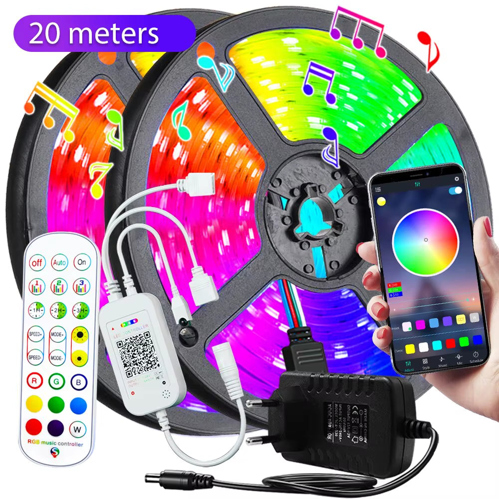 20m Music Sync LED RGB Light with Remote Control - Perfect for Bedroom Ambiance