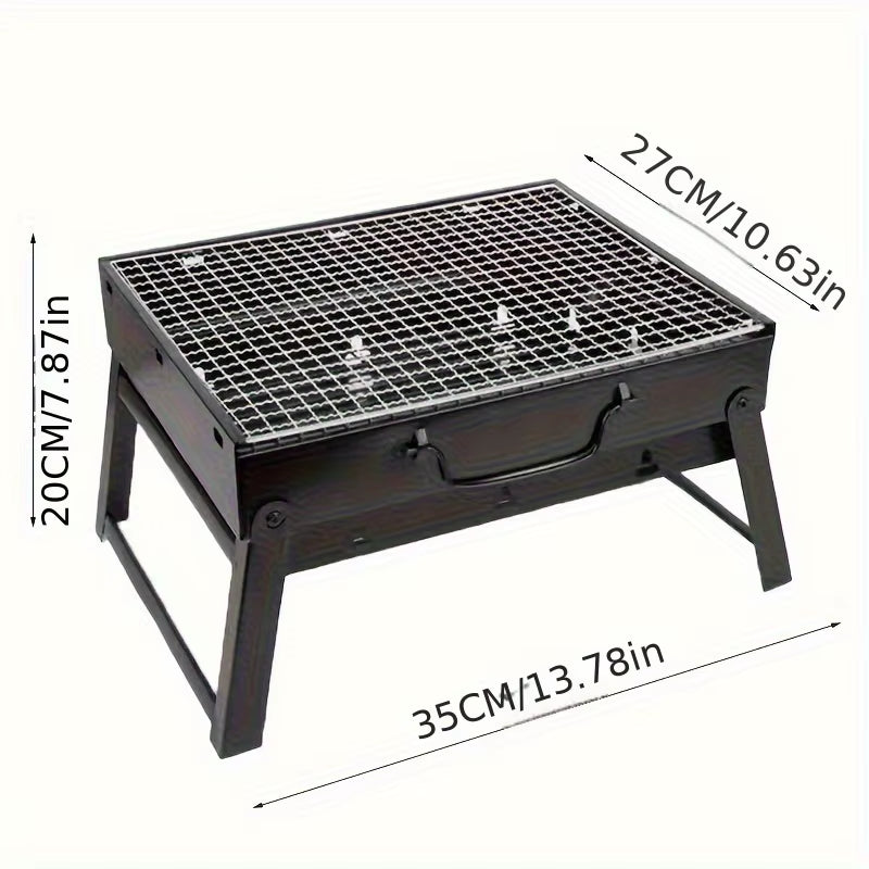 Stainless Steel Portable BBQ Charcoal Grill and Mini Tool Kit for Outdoor Cooking, Camping, Picnics, and Beach Use
