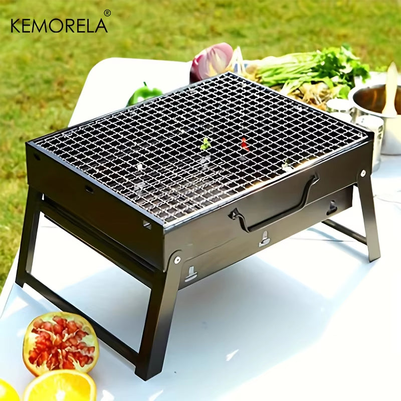 Stainless Steel Portable BBQ Charcoal Grill and Mini Tool Kit for Outdoor Cooking, Camping, Picnics, and Beach Use