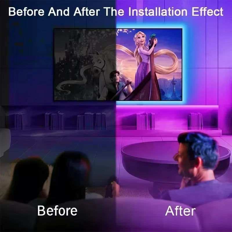 Vibrant RGB 5050 LED Strip Lights - Remote & App Controlled Backlight for TVs, PCs & Gaming Rooms - Flexible USB 5V Decoration Tape