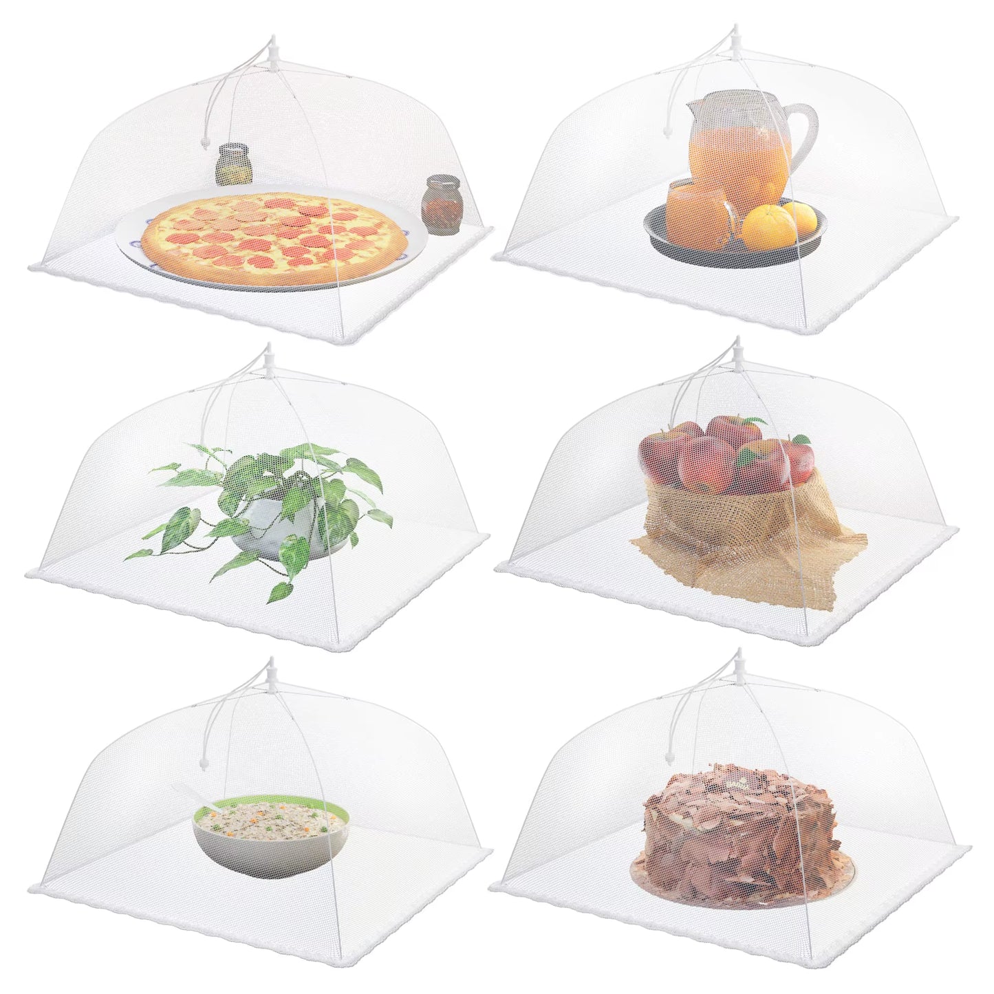 Picnic Food Covers for outside Mesh: 3/6/12 Packs 17 Inch Pop up Fine Fly Net for Fruit - Collapsible Screen Umbrella Food Tent