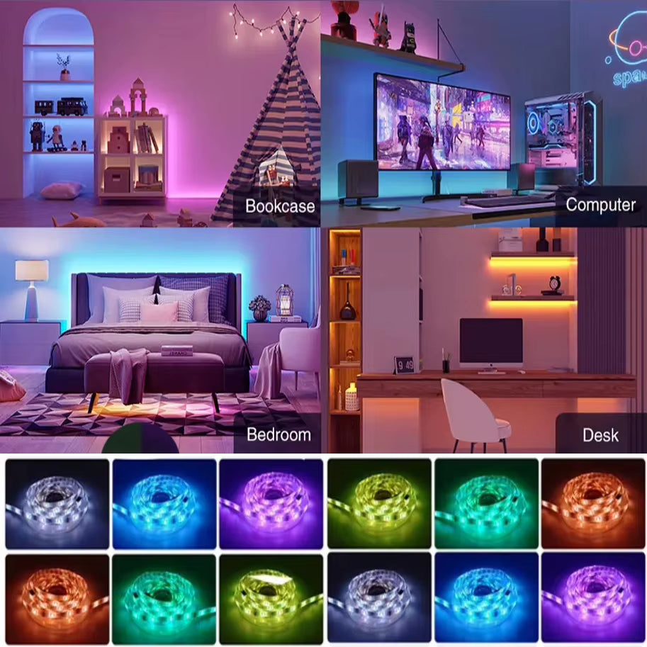 Vibrant RGB LED Strip Lights - Flexible Music Sync Lighting for Room & Bedroom Decor - 10M, 20M, 30M Options!