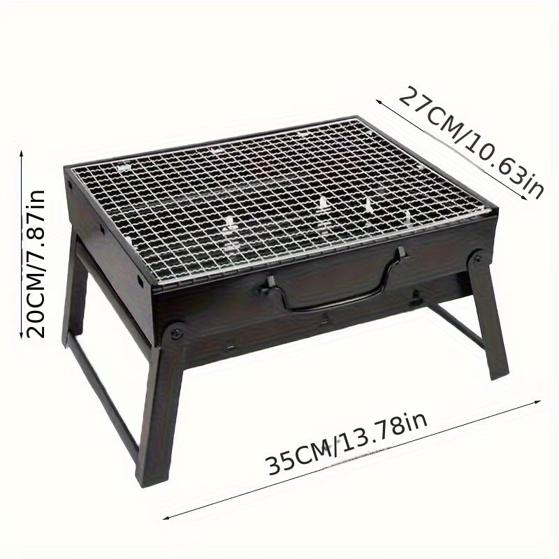 Stainless Steel Portable BBQ Charcoal Grill and Mini Tool Kit for Outdoor Cooking, Camping, Picnics, and Beach Use