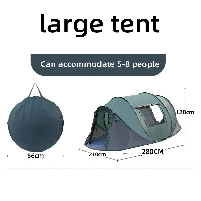 5-8 Person Automatic Pop-Up Tent for Camping, Portable Beach Fishing Shelter, Ideal for Outdoor Adventures and Hiking Trips