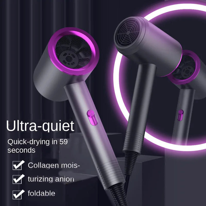 Ultra Silent High-Speed Professional Hair Dryer with Negative Ion Technology - Perfect for Home and Salons!