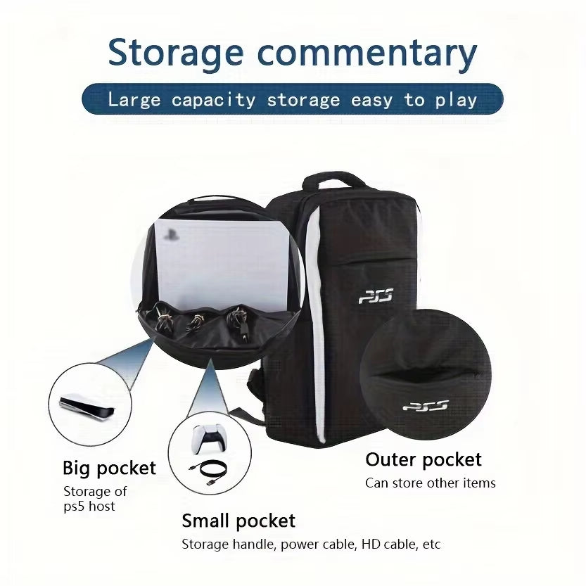 Travel Backpack for PS5 Console, Accessories, Protective Carrying Case Storage Bag Compatible with Sony Playstation 5 Console