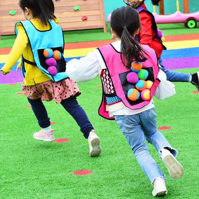 Outdoor Sportspiel-Weste – Klettverschluss-Jersey mit Klettbällen zum Werfen, Spielweste für Kinder und Sportspielzeug