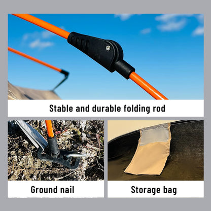 Automatic Quick-Opening Outdoor Tent for Fishing and Beach Use, Rainproof and Sunproof, Accommodates Up to 4 Persons