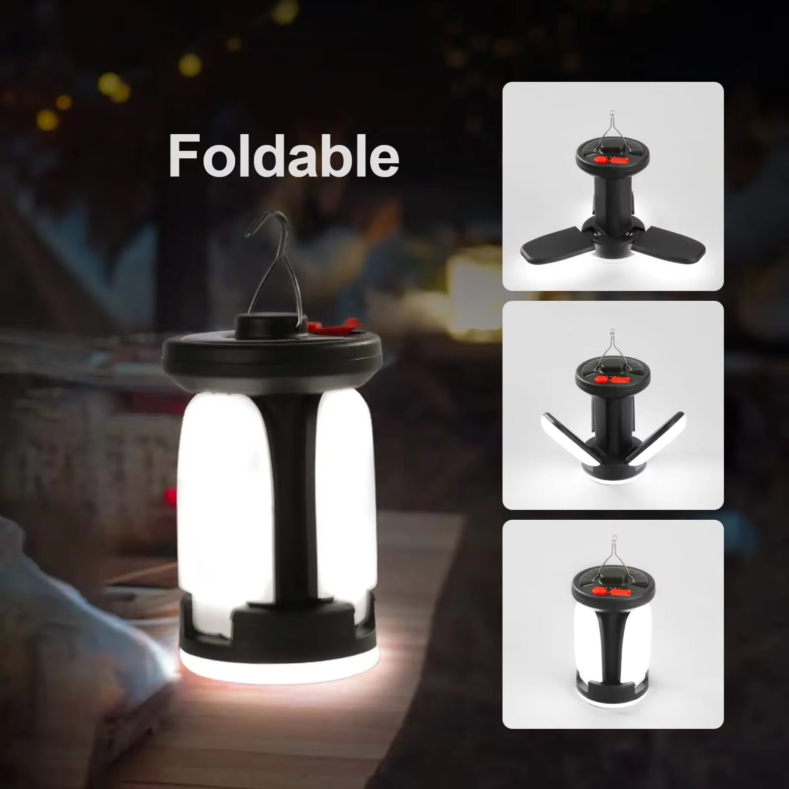 Ultimate High-Power Solar LED Camping Lantern - 4500mAh Rechargeable Emergency Power Bank with 1000LM Brightness & 6 Versatile Light Modes