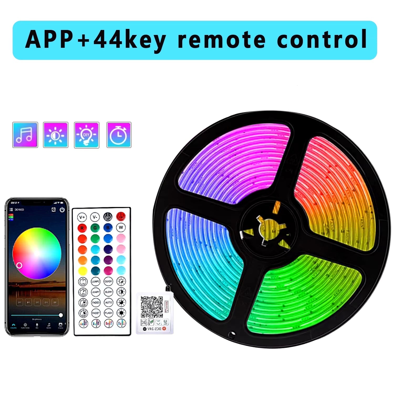 Vibrant RGB LED Strip Lights - Flexible Music Sync Lighting for Room & Bedroom Decor - 10M, 20M, 30M Options!