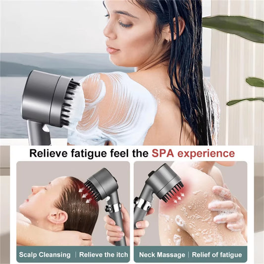 Transform Your Shower Experience with the 5-in-1 High-Pressure Shower Head – 3 Adjustable Spray Modes & Massage Brush Filter!