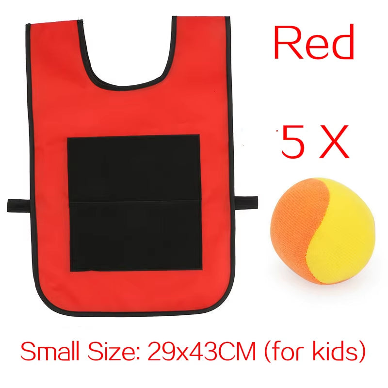Outdoor Sport Game Props Vest Sticky Jersey Vest Game Vest Waistcoat with Sticky Ball Throwing Toys for Children Kids Sports Toy