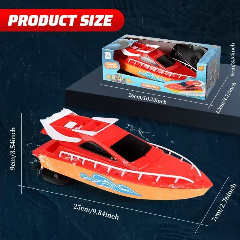 Wireless Remote-Controlled Boat High-Speed Rc Boat Electric Waterproof Speedboat Outdoor Water Play Toy for Kids