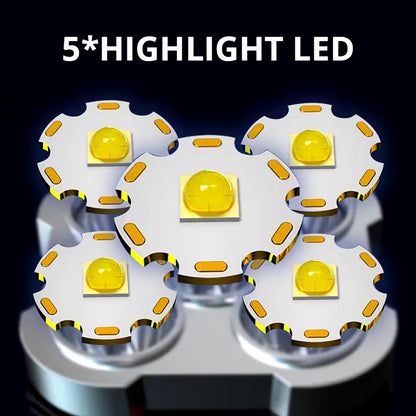 High-Power Rechargeable 5 LED Flashlights - Versatile Camping Spotlight with Side Light & 3 Lighting Modes for Outdoor Adventures