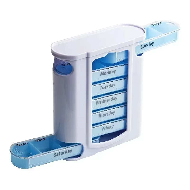 Weekly 7-Day Pill Organizer with 28 Compartments - Travel-Friendly Medicine Storage Box