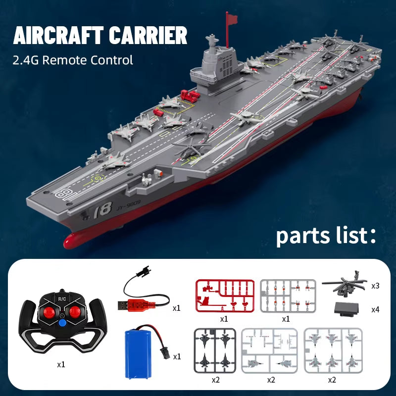 S19 2.4G Remote Control Aircraft Carrier Warship Model High Speed Electric Boat Children'S Toys RC Ship Speedboat Boys Girl Gift
