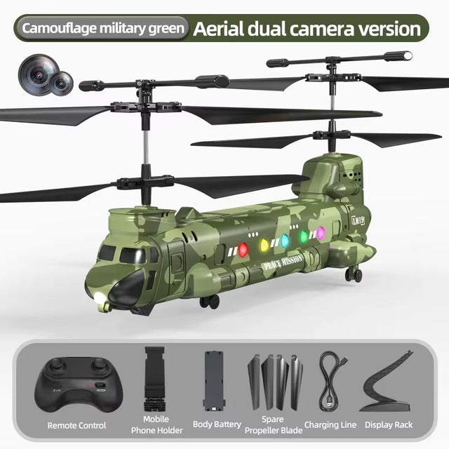 RC Hubschrauber LM19-D mit LED-Lichtern und 480P Kamera – HD Luftaufnahmen, 2,4G Fernsteuerung, Flugmodellspielzeug für Jungen und Kinder