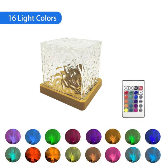 Enchanting Ocean Wave Aurora Projector Light – 16 Colors, Dynamic Rotating Flame Crystal Lamp with Remote Control for Stunning Living Room Decor