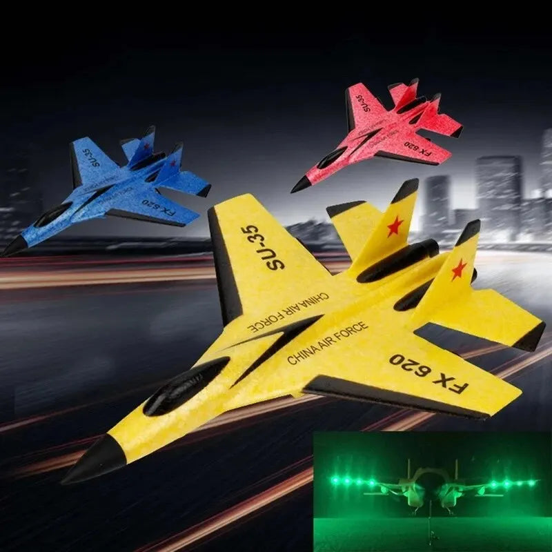 SU35 RC Flugzeug FX620 FX820 – 2,4G Fernsteuerbares Gleitflugzeug mit LED-Lichtern, Schaumstoff-Flugzeugmodell für Kinder, ideales Geschenk