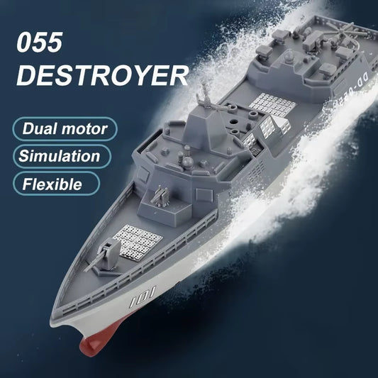 Mini 2.4G Remote-Controlled Boat Electric Military Aviation Model High-Speed Remote-Controlled Destroyer Toy Boat