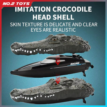 2.4G Remote Control Floating Crocodile Boat Outdoor Toys for Boy Kids Simulation Crocodile Heads RC Ship Boat Children' Toy Gift