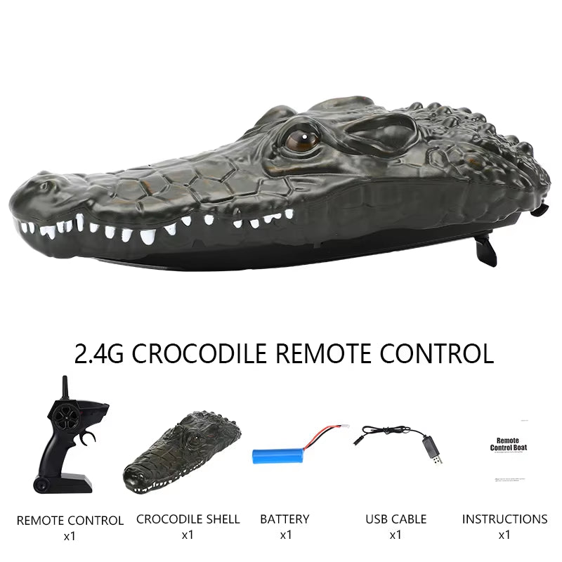 2.4G Remote Control Floating Crocodile Boat Outdoor Toys for Boy Kids Simulation Crocodile Heads RC Ship Boat Children' Toy Gift
