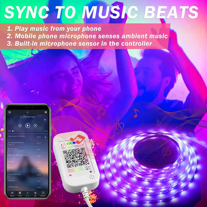 20m Music Sync LED RGB Light with Remote Control - Perfect for Bedroom Ambiance