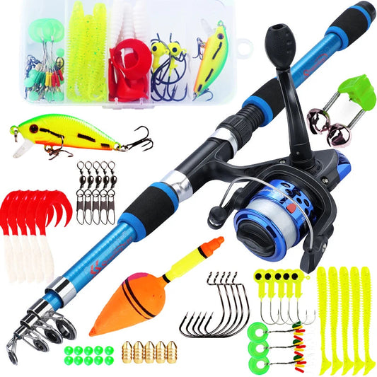 Spinning Fishing Rod and Reel Combo1.8M Telescopic Rod with 5.2:1 3BB Fishign Reel Max Drag 5Kg Full Fishing Kit
