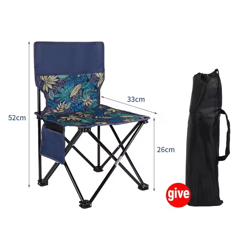 Metal Folding Chair Outdoor Portable Carbon Steel Alloy Fishing Picnic Stool Beach Chair Leisure Chairs Gear Lawn Camping Chair