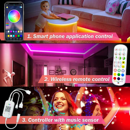 20m Music Sync LED RGB Light with Remote Control - Perfect for Bedroom Ambiance