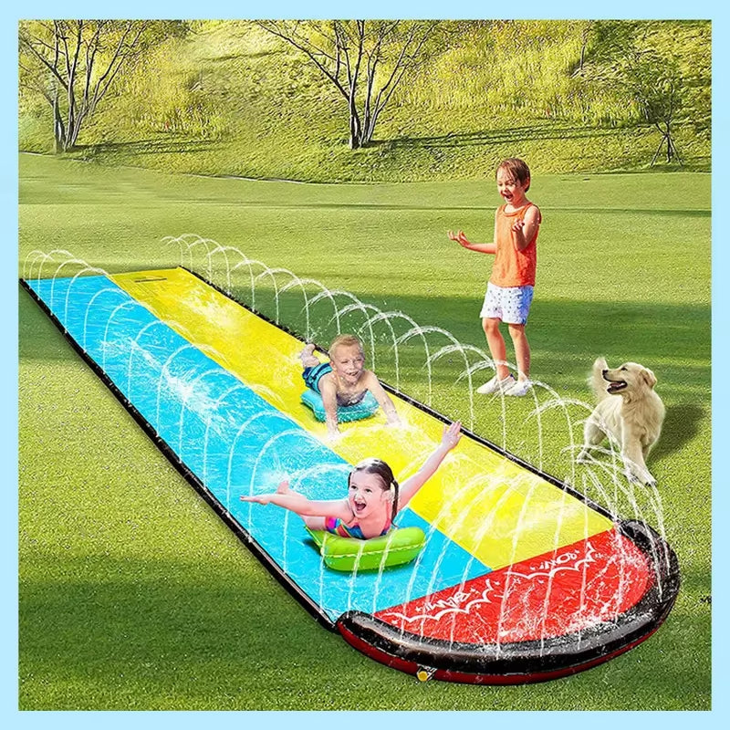 Inflatable Lawn Water Slide for Kids Summer Outdoor Games Backyard Waterslide Spray Water Toys with Sprinkler Garden Water Slide