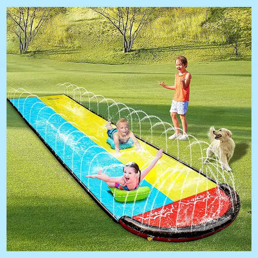 Inflatable Lawn Water Slide for Kids Summer Outdoor Games Backyard Waterslide Spray Water Toys with Sprinkler Garden Water Slide