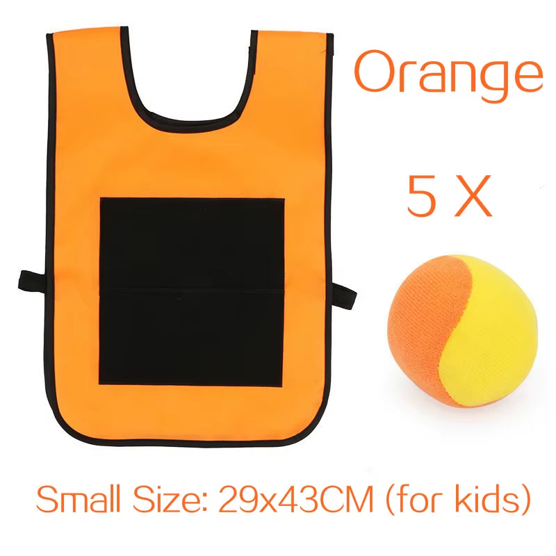 Outdoor Sport Game Props Vest Sticky Jersey Vest Game Vest Waistcoat with Sticky Ball Throwing Toys for Children Kids Sports Toy