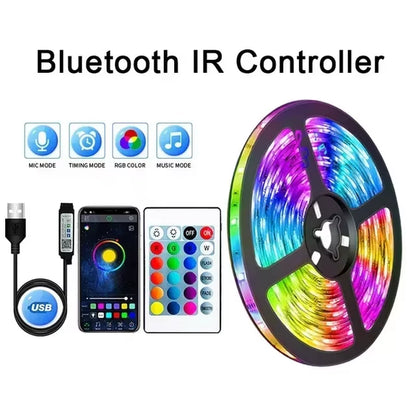 Vibrant RGB 5050 LED Strip Lights - Remote & App Controlled Backlight for TVs, PCs & Gaming Rooms - Flexible USB 5V Decoration Tape