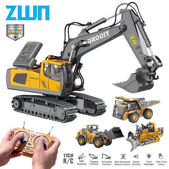 2,4GHz RC-Bagger & Kipplaster – Profi-Baustellenfahrzeuge aus Metall & Kunststoff für Kinder