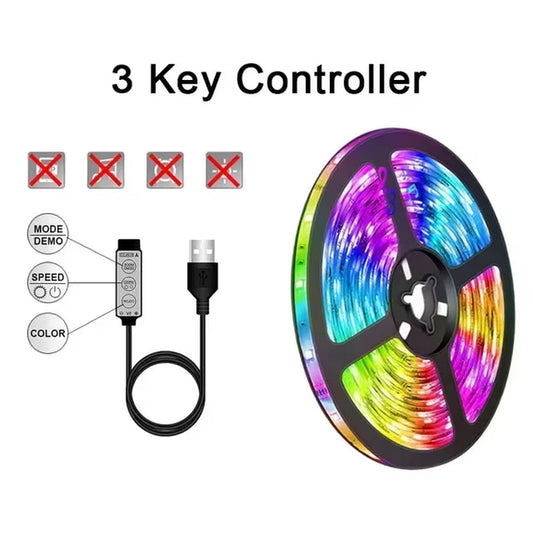 Vibrant RGB 5050 LED Strip Lights - Remote & App Controlled Backlight for TVs, PCs & Gaming Rooms - Flexible USB 5V Decoration Tape