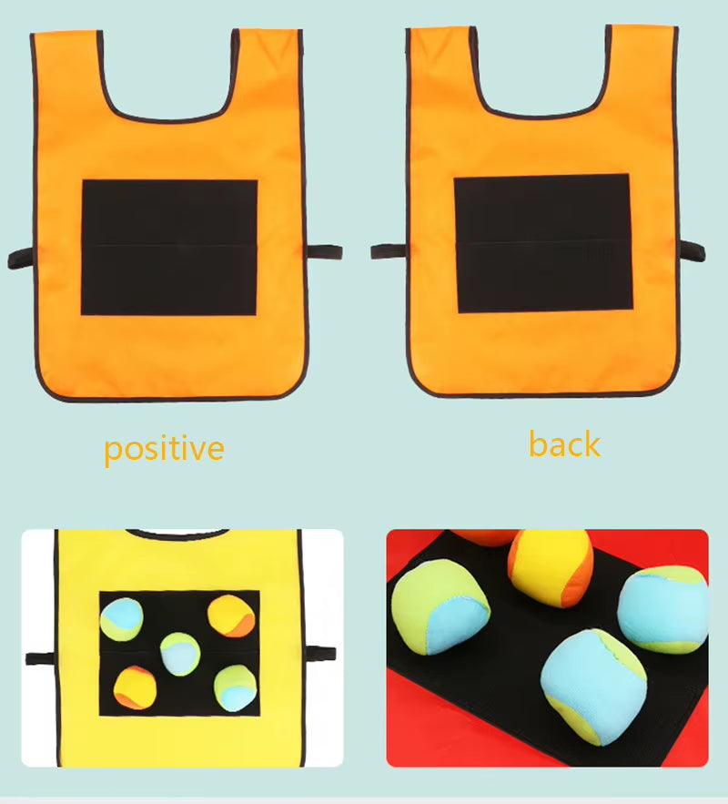Outdoor Sport Game Props Vest Sticky Jersey Vest Game Vest Waistcoat with Sticky Ball Throwing Toys for Children Kids Sports Toy