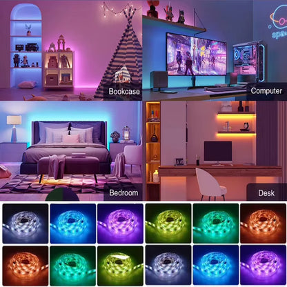 Vibrant RGB LED Strip Lights - Flexible Music Sync Lighting for Room & Bedroom Decor - 10M, 20M, 30M Options!