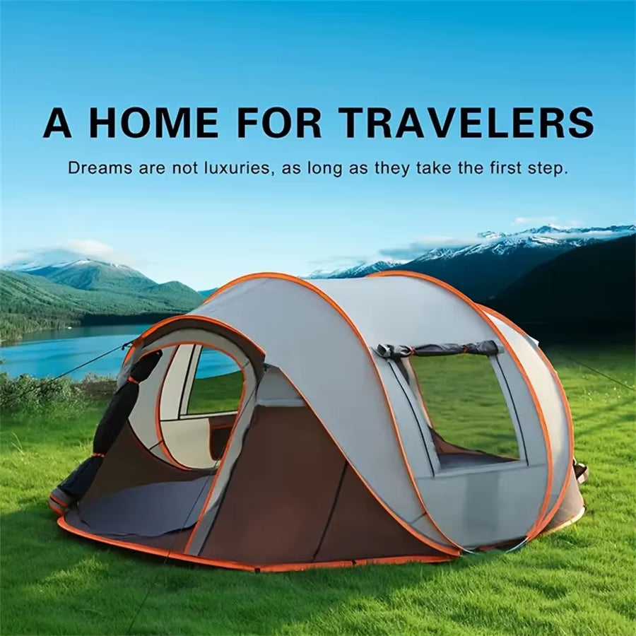 5-8 Person Automatic Pop-Up Tent for Camping, Portable Beach Fishing Shelter, Ideal for Outdoor Adventures and Hiking Trips