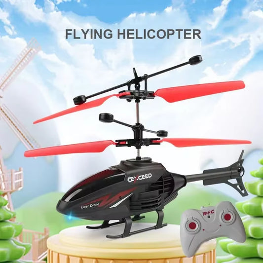 Remote Control Induction Helicopter Dual-Mode Suspended Aircraft with Lighting anti Drop and Collision RC Aircraft