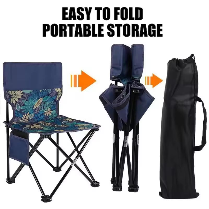 Metal Folding Chair Outdoor Portable Carbon Steel Alloy Fishing Picnic Stool Beach Chair Leisure Chairs Gear Lawn Camping Chair