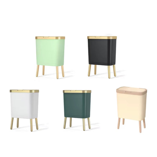 Standing Trash Can High Foot Trash Can with Press Open Lid Stylish Waste Basket