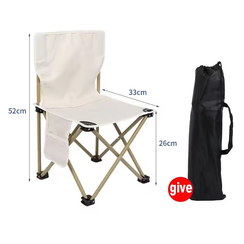 Metal Folding Chair Outdoor Portable Carbon Steel Alloy Fishing Picnic Stool Beach Chair Leisure Chairs Gear Lawn Camping Chair