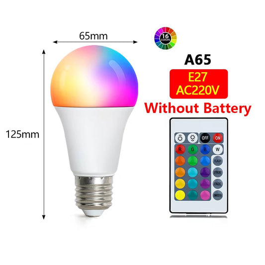 Color Changing RGB LED Light Bulbs with IR Remote Control - Brighten Your Space with Versatile E27 220V Ampoules