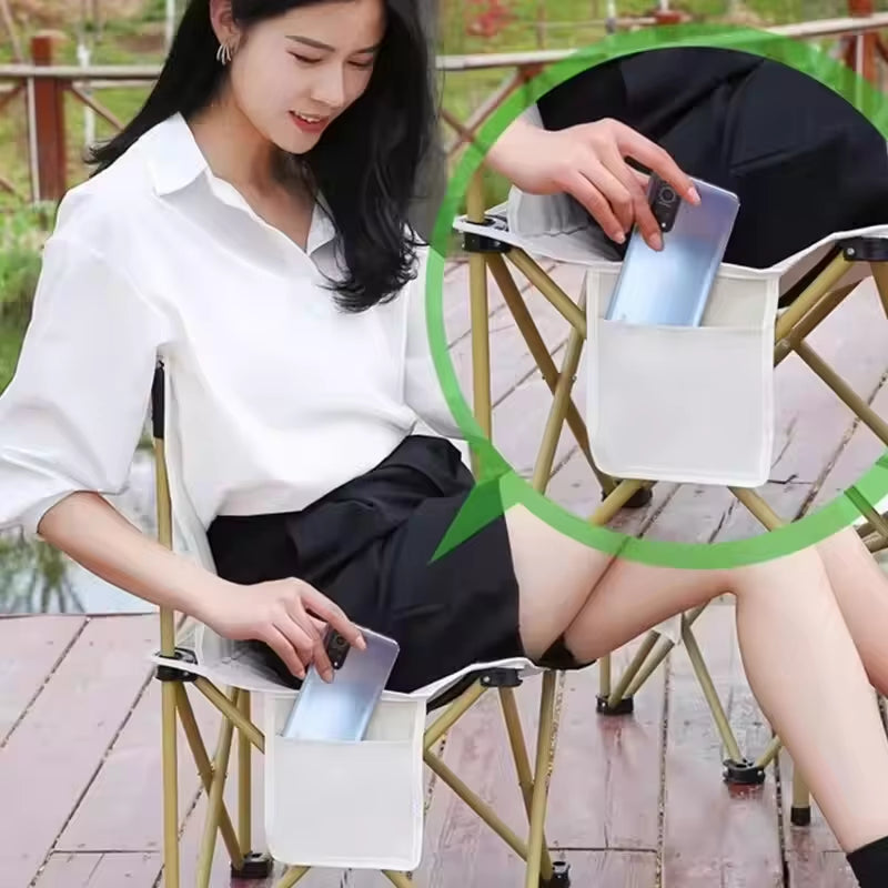 Metal Folding Chair Outdoor Portable Carbon Steel Alloy Fishing Picnic Stool Beach Chair Leisure Chairs Gear Lawn Camping Chair