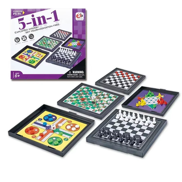 5-in-1 Brettspiel – Pädagogisches Spielzeug – Geschenk für Freunde und Kinder