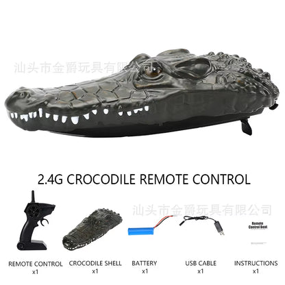 2.4G Remote Control Floating Crocodile Boat Outdoor Toys for Boy Kids Simulation Crocodile Heads RC Ship Boat Children' Toy Gift