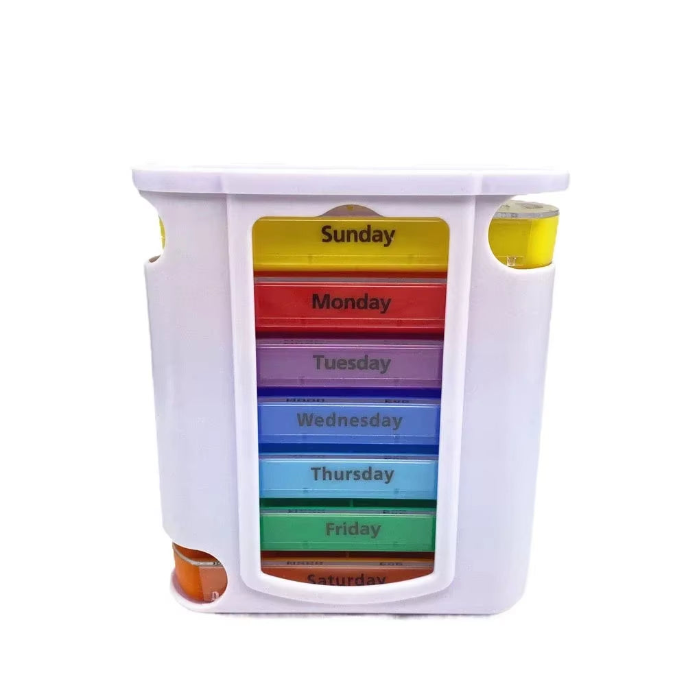 Weekly 7-Day Pill Organizer with 28 Compartments - Travel-Friendly Medicine Storage Box
